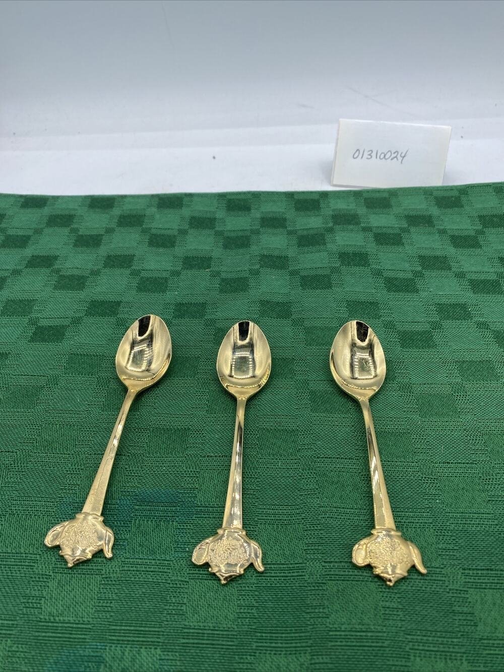 3-Vintage Gold-plated Stainless JAPAN HIC Spoons with Teapot and TeaCup Handles